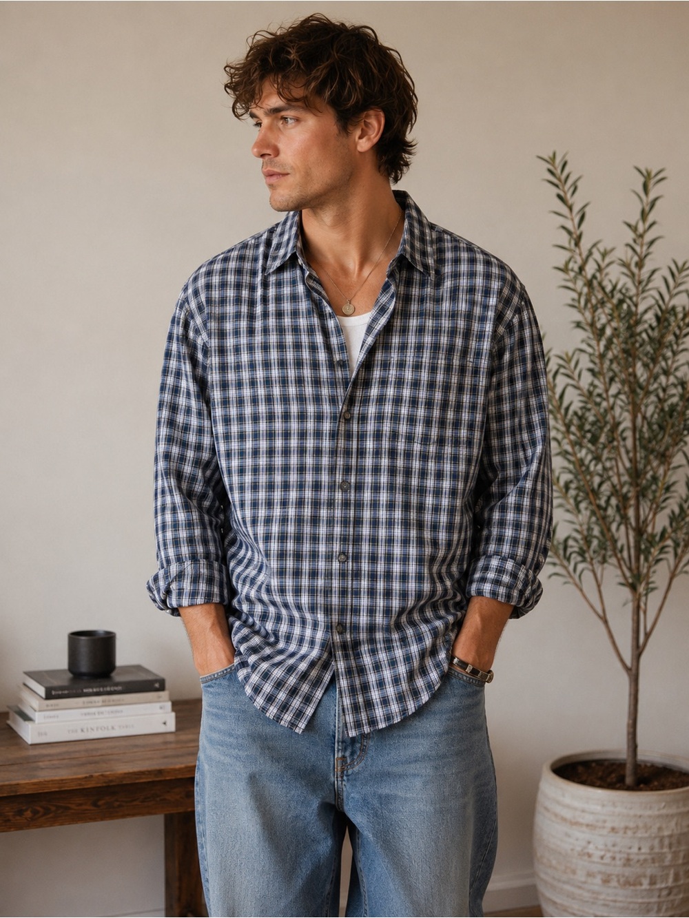 Aeropostale Authentic Fit Plaid Button-Up Shirt Large